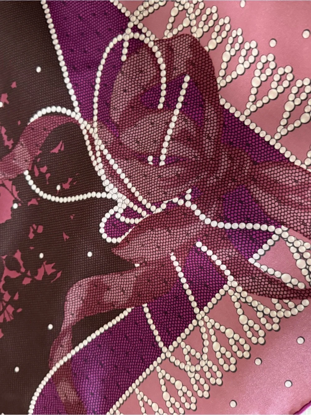 Nina Ricci Pink and Plum Floral Border Silk Square Scarf.